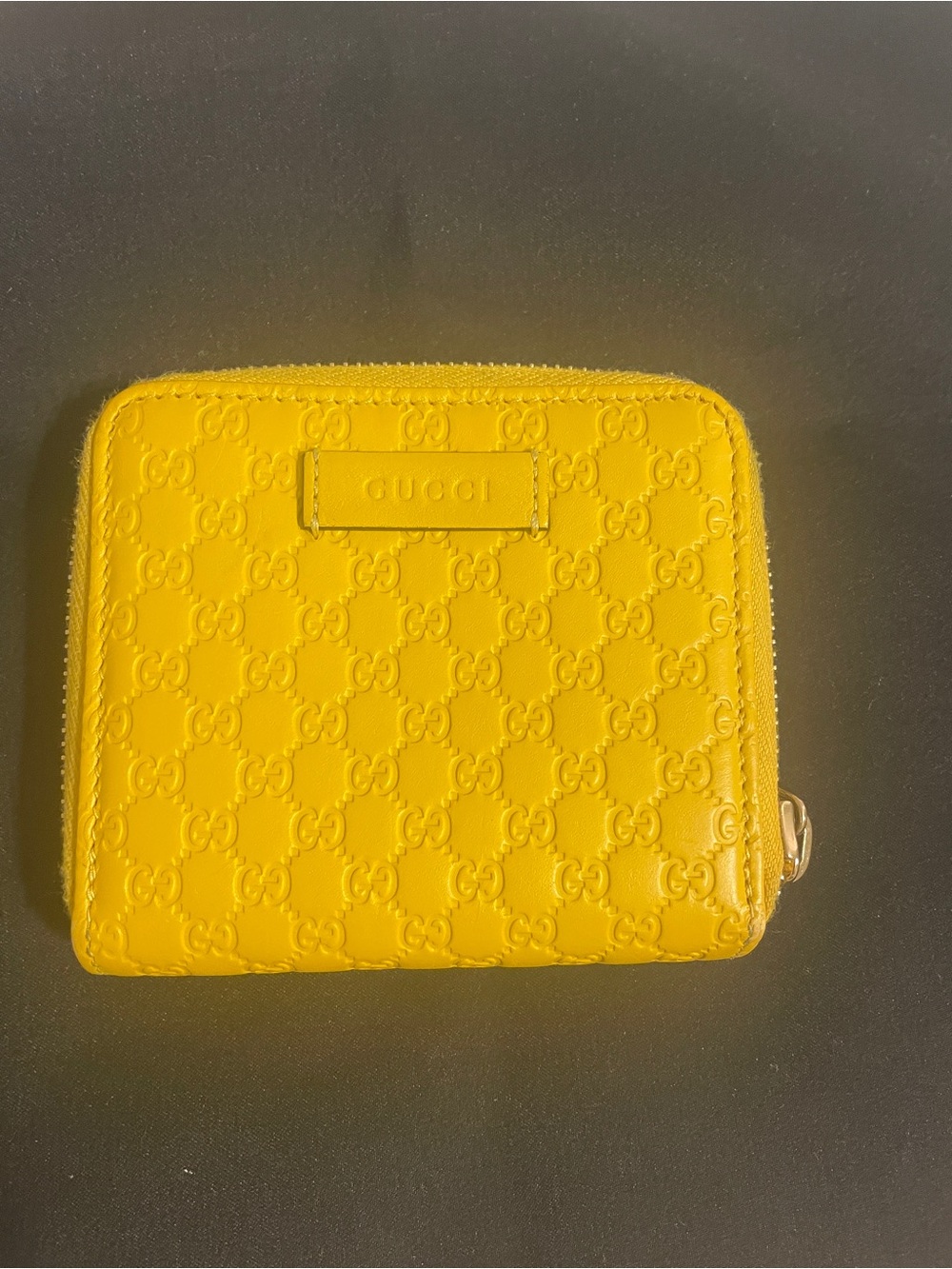 Gucci Small mMonogram Yellow Embossed GG Zip bifold wallet
